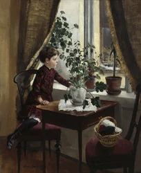 Interior con Niña (óleo sobre lienzo)