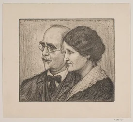 Autorretrato con esposa. Tarjeta de Navidad y Año Nuevo