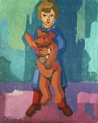 Niño con un Oso de Peluche