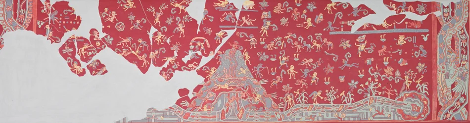El cielo del dios de la lluvia, fresco de Tlalocan