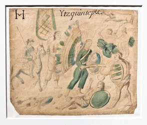 Códice Lienzo de Tlaxcala / Combate entre guerreros (manuscrito)