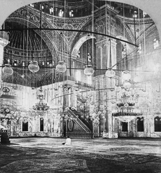 Interior, Mezquita de Muhammad Ali, El Cairo, Egipto, 1899