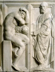 Profeta e Ignudo Bajo relieve de mármol por Baccio Bandinelli