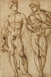 Estudio de dos hombres (anverso); Estudio de la cabeza de un hombre barbudo (reverso)