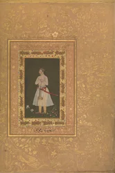 Retrato de Jahangir Beg, Jansipar Khan, folio del Álbum de Shah Jahan, ca. 1627
