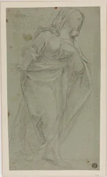 Figura femenina drapeada de pie
