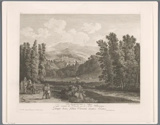 Gezicht op Vicovaro Vista de Vicovaro viejo. Varia (título en objeto) Suite de VI Vistas de los alrededores de Roma (...) (título de la serie)