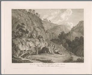 Vista de la fuente en Monti Lucretili Vüe ​​​​de fonte bello (título sobre objeto) Suite de VI vues des Environs de Rome (...) (título de la serie)