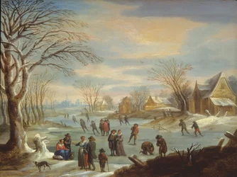 Paisaje Invernal con Patinadores