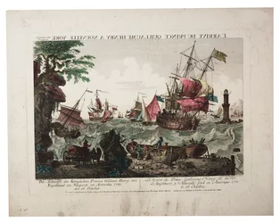 La llegada del Príncipe Guillermo Enrique a Nueva York, c.1781 (grabado a mano)