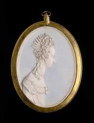 Medallón de marfil con un retrato de Violante de Baviera