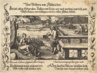 De estanques y viveros de peces, ilustración de Petrarca, Glück und Unglück Spiegel, figur..., 1652