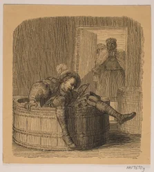 Un caballero en un barril de vino