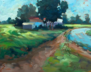 Farmhouse Road, c.1980-95 (óleo sobre lienzo)