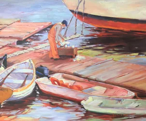 Fishing Maine, c.1980-95 (óleo sobre lienzo)