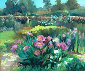 Peonías de jardín, c.1990-2000 (óleo sobre lienzo)