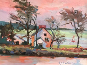 Pink Sky Maine, c.1990-2000 (óleo sobre lienzo)