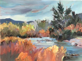 Paisaje de Nuevo México sin título, c.1980-2000 (óleo sobre lienzo)