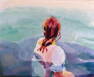 Mar frío (Lara), 2023 (óleo sobre panel de caja de madera imprimada)