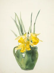 Ramilletes de flores amarillas (acuarela sobre papel tejido)