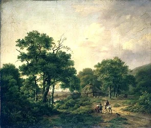 Paisaje Boscoso con Figuras