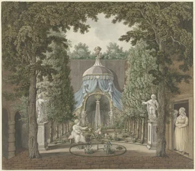 Escena de teatro en un jardín de la ciudad