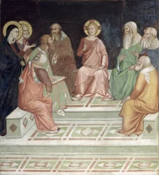 Jesús con los doctores, de una serie de escenas del Nuevo Testamento