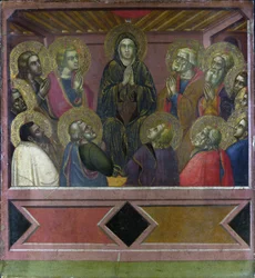 "Pentecostés" Pintura de Barnaba da Modena (activo circa 1367-1383) 1377 Dim 54,4 x 50,1 cm Galería Nacional de Londres