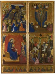 La Coronación de la Virgen. La Trinidad. La Virgen y el Niño con Donantes. La Crucifixión. Los Doce Apóstoles