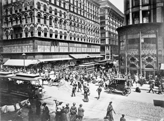 Calles State y Madison, Chicago, Illinois, EE.UU., c.1905