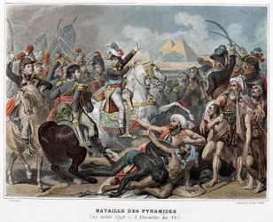 Batalla de las Pirámides : Napoleón Bonaparte en Egipto en 1798 (grabado)
