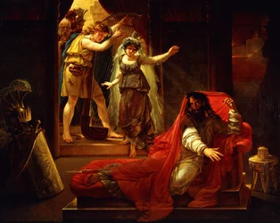 David tocando el arpa para el rey Saúl