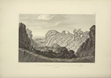 Vista del interior del cráter del Pico de Tenerife, dibujado por Gmelin, ilustración de "Vues des Cordillères et Monumens des Peuples Indigènes de l