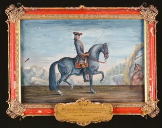 No. 15 Mille Fleurs, un caballo de la Escuela Española de Equitación, realizando un trote