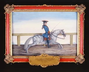 No. 29 Un caballo gris moteado de la Escuela Española de Equitación realizando un movimiento de doma