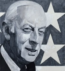 Retrato de Alistair Cooke, ilustración para The Listener, años 1970