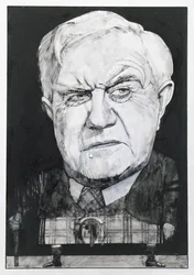 Retrato de Andrew Cruickshank, ilustración para The Sunday Times