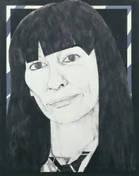 Retrato de Beryl Bainbridge, ilustración para Cosmopolitan, años 1970