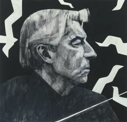 Retrato de Herbert von Karajan, ilustración para The Sunday Times