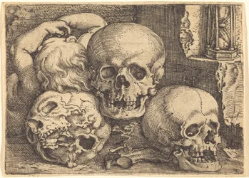 Niño con tres calaveras