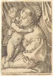 Madonna con jarrón de flores