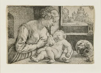 Madre e Hijo con Calavera y Reloj de Arena, c. 1528-1530