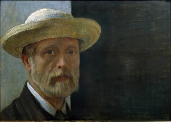 Autorretrato de Barthélemy Menn con sombrero de paja
