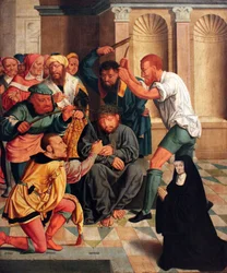 Alemán: Dornenkrönung Christi mit kniender Benediktinerin als Stifterin Cristo coronado de espinas con una monja benedictina arrodillada como donante