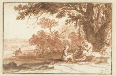 Paisaje con la ninfa Córcega y el sátiro