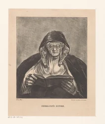 Retrato de una anciana leyendo La madre de Rembrandt (título sobre el objeto)