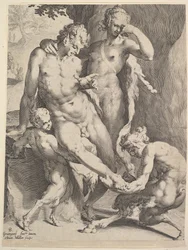 Oreadas quitando una espina del pie de un sátiro, 1590