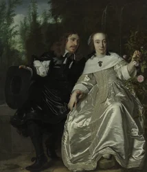 Neerlandés: Abraham del Court y su esposa Maria de Kaersgieter Abraham del Court y su esposa Maria de Kaersgieter