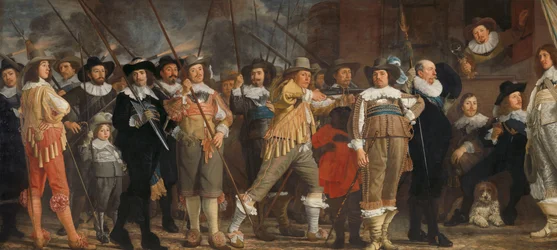 Compañía de Milicia del Distrito VIII bajo el mando del Capitán Roelof Bicker
Oficiales y otros guardias civiles del Distrito VIII de Ámsterdam bajo el mando del capitán Roelof Bicker y el teniente Jan Michielsz Blaeuw