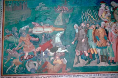 Fresco de los israelitas cruzando el Mar Rojo